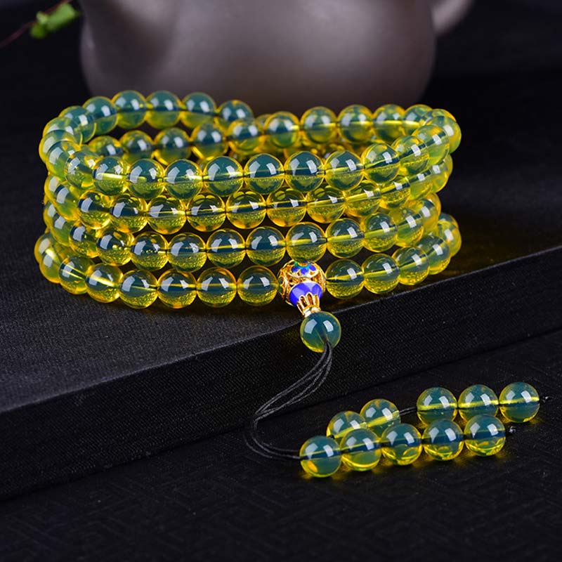 108 Beads Blue Amber Blessing Bracelet Mala