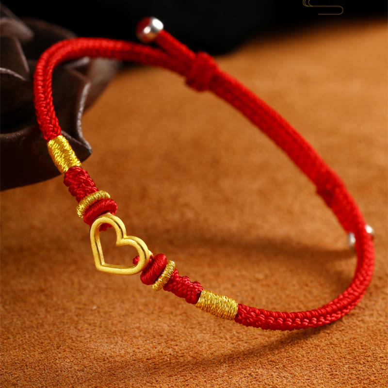 999 Gold Love Heart Protection Handmade Child Adult Couple Bracelet