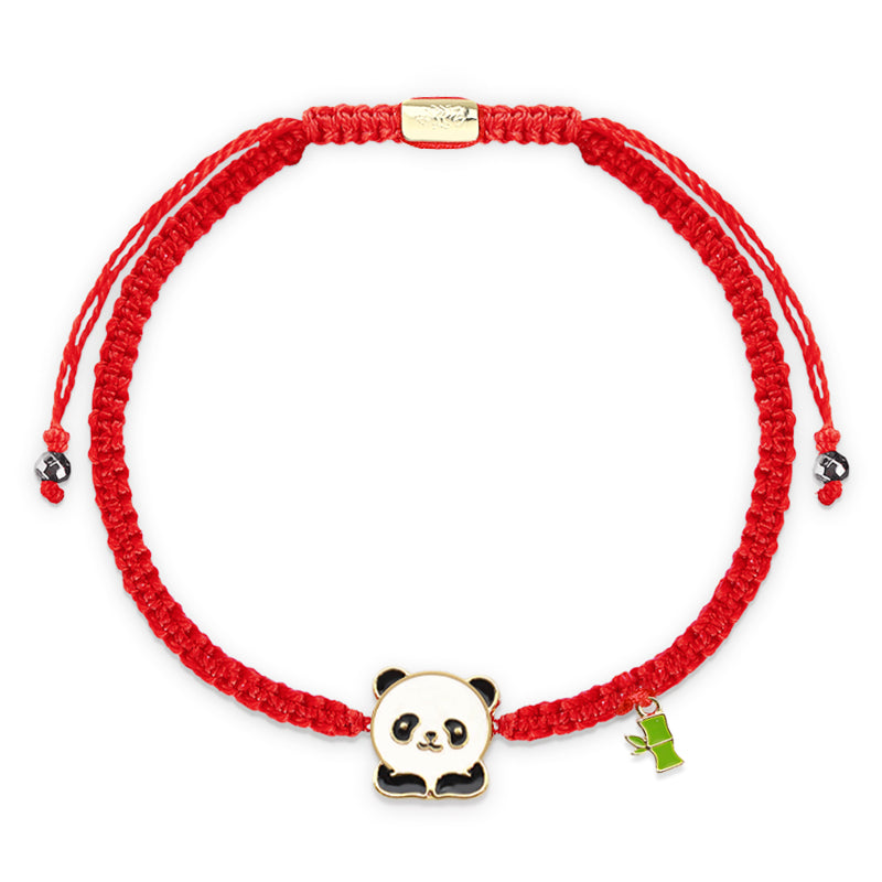 Tibetan Handmade Panda Bamboo Lucky Red String Bracelet
