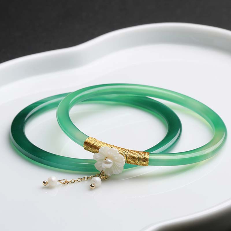 Natural Cyan White Jade Success Bracelet